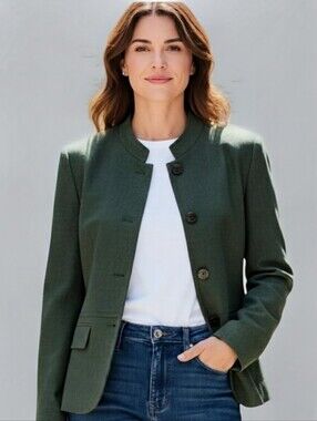 💥SALE💥 Kasper Gray Collarless Classic Blazer Jacket Career Office sz. 10 M